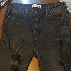 Woman's Black Distressed Jeans